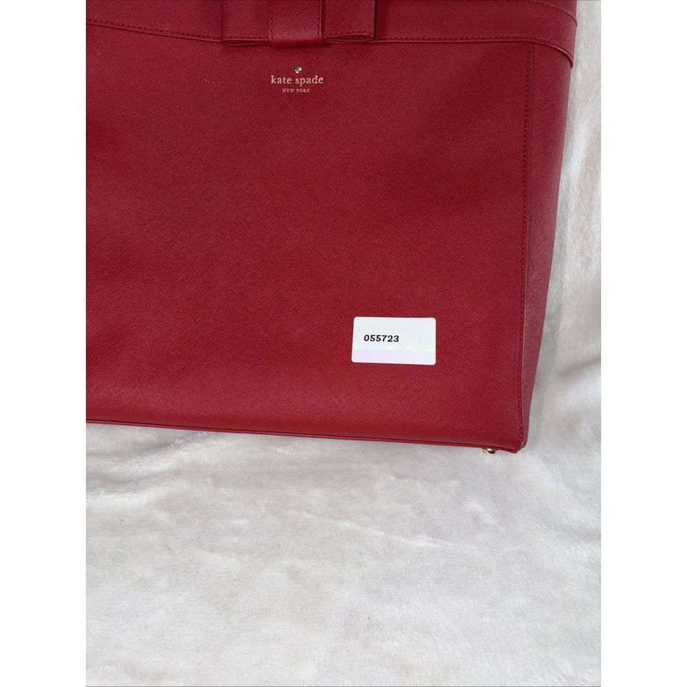 Kate Spade New York Kirk Park Pink Saffiano Crosshatch‎ leather Leather bow EUC